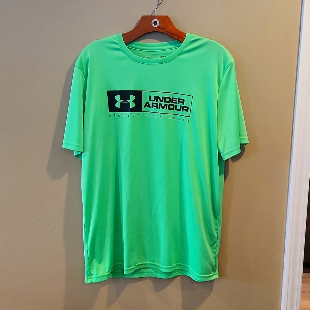 Mens Performance Under Armour T-Shirt Neon Green Size Large